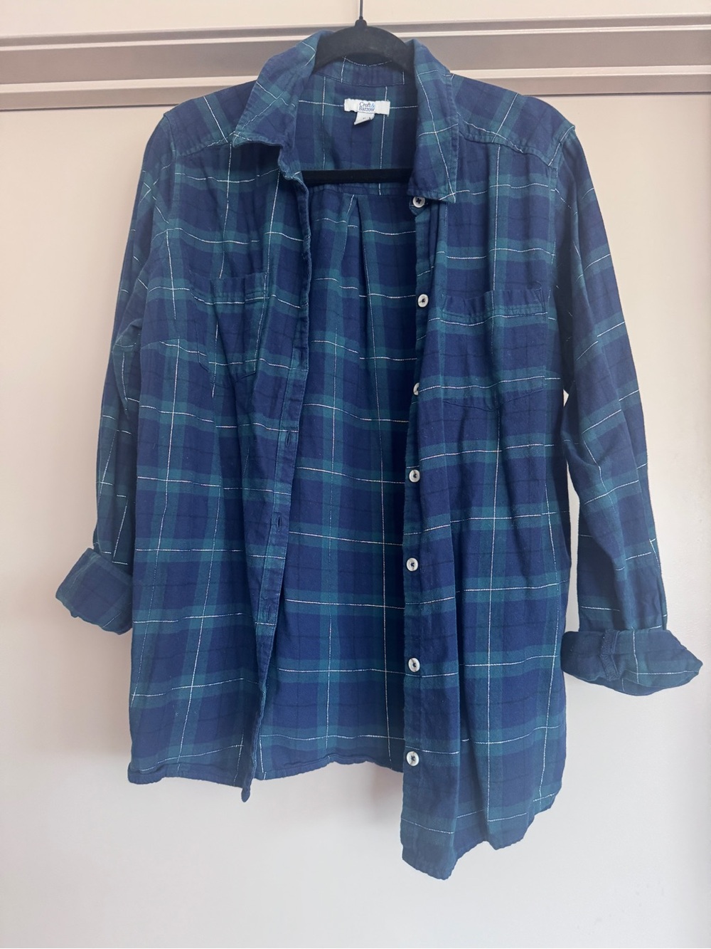 croft & barrow Blue and Green Plaid Button-Down Shirt